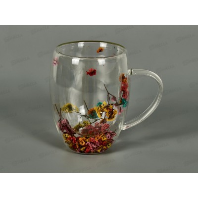 Кружка 350мл с двойными стенками с цветами MFK21198