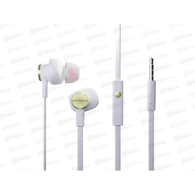 Наушники вакуумные AUX разъём с МК 1.2м More choice P42 White Gold *3