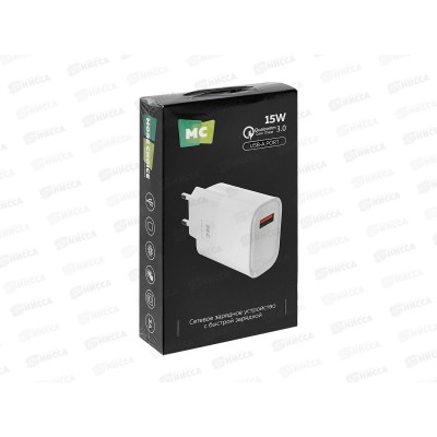 З/у сетевое 1USB 3.0A 15W QC3.0  More choice NC09 белый