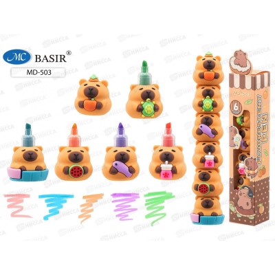 Маркеры Basir текст,секц Капибара,,6цв, MD-503*24