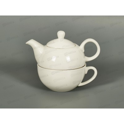 Набор чайный 2пр Белье тк21 Чайник 500мл+чашка 300мл фарфор в п/к *1