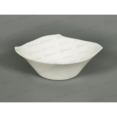 Салатник квадратный резной 420мл 17,5см стеклокерамика белье 1б-скр7