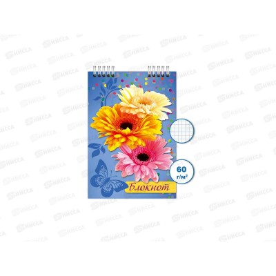Блокнот 48л ПГС Цветы, А7, греб. *12 Блокнот 48л ПГС Цветы, А7, греб. *12
