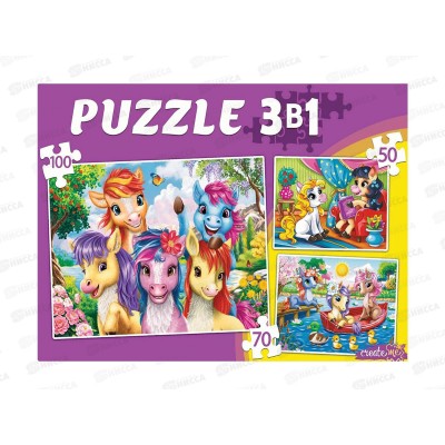 Пазлы 3 в 1. Чудесные пони №5 (50,70,100 эл), П-8451 *12