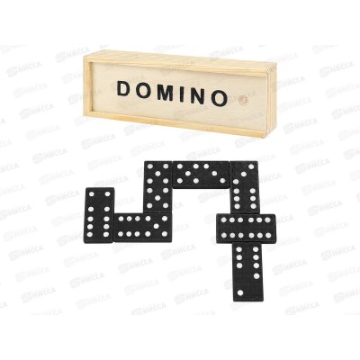 Домино пластиковое в деревянной коробке 15х5см, ИН-0395