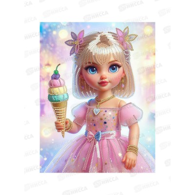 Алмаз. мозаика (блест.) 23х30см Куколка-мороженка, НД-1566 с подр.
