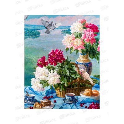 Алмаз. мозаика (класс.) 30х40см Пикник у реки, НД-8587 с подр.