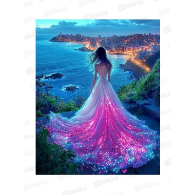 Алмаз. мозаика (блест.) 40х50см Мерцающее платье, НД-1408 с подр.