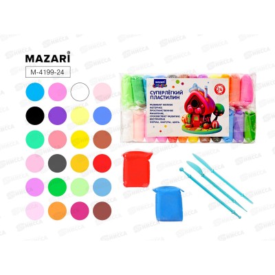Масса д/лепки MAZARI 24цв., стек 3шт. М-4199-24 *120 Масса д/лепки MAZARI 24цв., стек 3шт. М-4199-24 *120