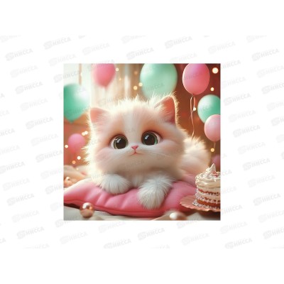 Алмаз. мозаика (класс.) 20х20см Праздничный котик, НД-1880 с подр.