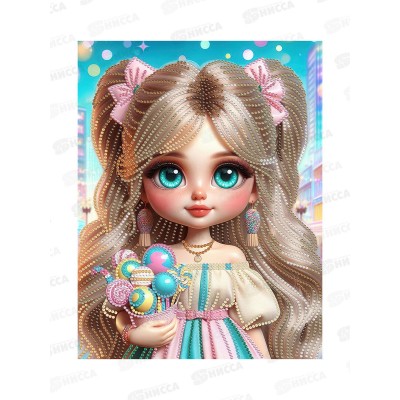 Алмаз. мозаика (блест.) 23х30см Прелестная куколка, НД-1567 с подр.