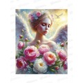 Алмаз. мозаика (класс.) 40х50см Ангел с цветами, НД-1275 с подр.