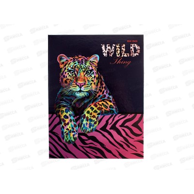 Тетрадь 80л клетка ПП Неоновый леопард, на кольцах, 80-2292 *14 Тетрадь 80л клетка ПП Неоновый леопард, на кольцах, 80-2292 *14