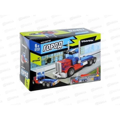 Конструктор Bondibon Город, Грузовик, сине-красная 67дет ВВ6137