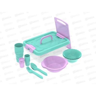 Набор посуды для пикника №15 &quotВ дорогу - 2&quot (4 персоны, 28пр.) АП 774