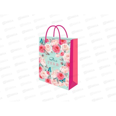 Пакет подарочный MI 32х45х8см Цветы и бабочки, ППК-7091 *12