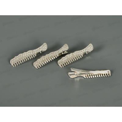 Заколка-уточка расческа 6см со стразами №2871 (уп 4шт)