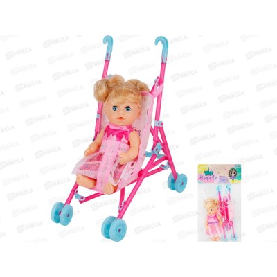 Пупс Miss Kapriz МК2320К-GC с коляской, FCJ1061311 в пакете