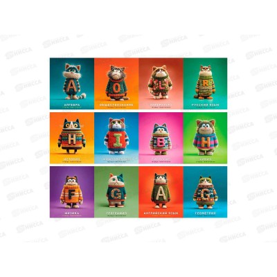 Набор 48л тетр. Апплика 12предм.,Котики в свитерах С0204-К*6 Набор 48л тетр. Апплика 12предм.,Котики в свитерах С0204-К*6