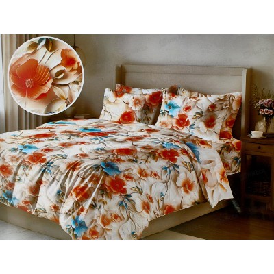 КПБ 2,0 сп PANDORA полисатин с евро простыней 5D Цветочная акварель