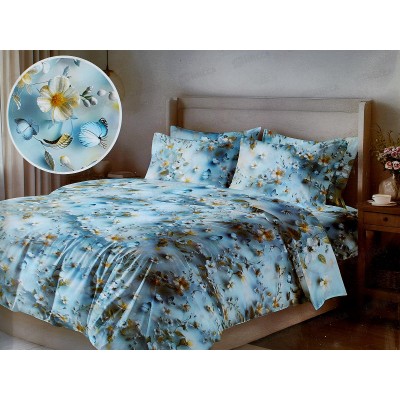 КПБ 2,0 сп PANDORA полисатин с евро простыней 5D Небесная вуаль