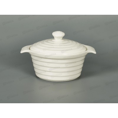 Кастрюля жаропрочная керамика 340мл 16*13,5*6см белая 90101 *24