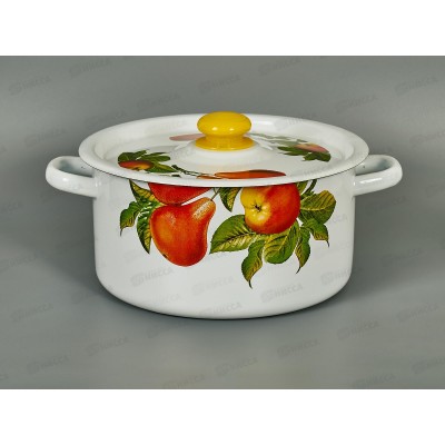 Кастрюля 5,5л широкая декор белая с деколью на крышке С16117.39