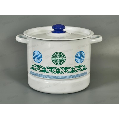 Мантоварка 9,0л Сине-зелен узор с пластм кнопкой 3 вставки С1722.3*128