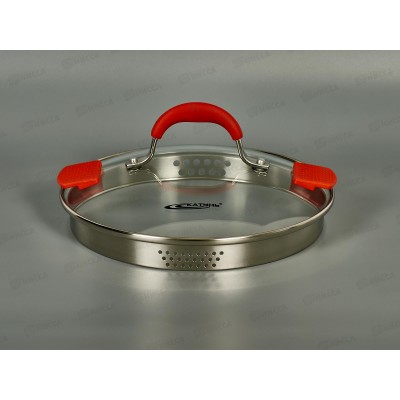 Крышка 22см стекл с мет. ободком и пароотвод КТ-022-А