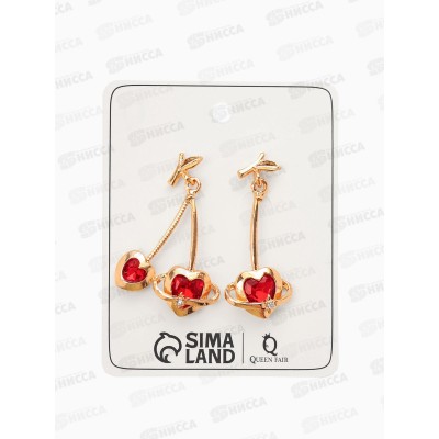 Серьги &quotСердечная вишня&quot красный в золоте 10904812