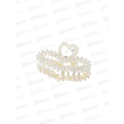 Краб д/волос &quotЛиллиан&quotсердце, 8 см белый 10955452