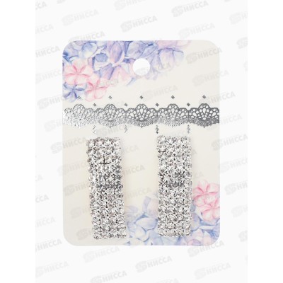 Серьги со стразами &quotПрямоугольник&quot 30*9мм  белый в серебре 10937431