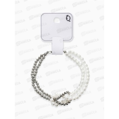 Браслет жемчуг "Узел" цвет белый в серебр17+5см, бусина 10936555 Браслет жемчуг "Узел" цвет белый в серебр17+5см, бусина 10936555