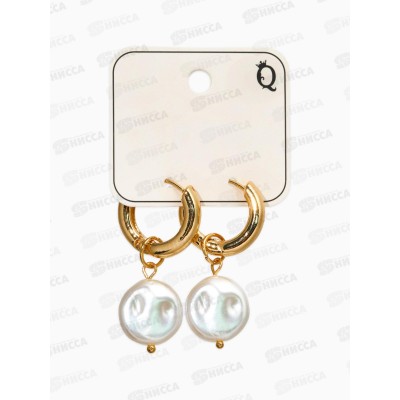 Серьги жемчуг &quotБарокко&quot цвет белый в золоте 10936483
