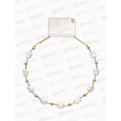 Бусы &quotЖемчуг&quot майорка прямоуг.,цвет белый в золоте L=55см 10905808