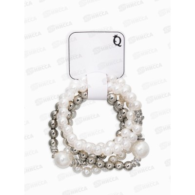 Браслет &quotСтильный жемчуг&quotнабор 5шт №8/16 цв бел.в сереб.10936465