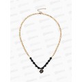 Колье &quotЦветок&quot амелия черный в золоте 45см  10470563