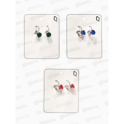 Серьги со стразами &quotКонфетти&quot микс в серебре, 4448463