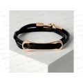 Браслет кожа &quotШаман&quot пластина, черный в роз. золоте, 35,5см 4994133