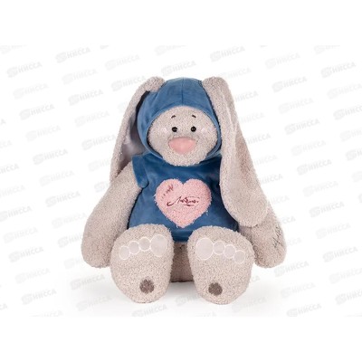 Заяц Вито в кофте т.бирюзовой с сердцем, 37см (КВито/171-2)