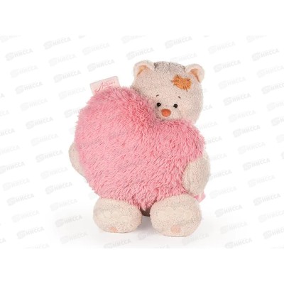 Кошка Мэри в платье пудровом с сердцем подушкой, 37см (СППМэри/10/9)