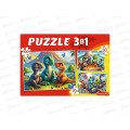 Пазлы 3 в 1. Мир динозавров №6 (50,70,100 эл), П-8449 *12