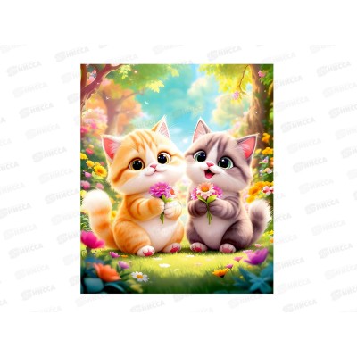 Алмазная мозаика MAZARI Котики, 21х25см. частич.выкл. M-12371 *12 Алмазная мозаика MAZARI Котики, 21х25см. частич.выкл. M-12371 *12