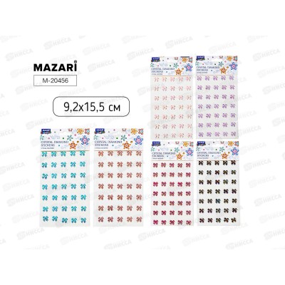 Наклейки-стразы акрил. MAZARI Бантики  9.2*15,5см 6диз.  M-20456  *12