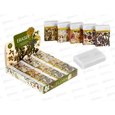 Ластик  B.V. Flora Bloom Flowers белый,42-0092*60