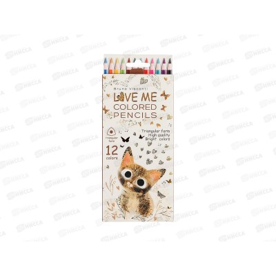 Карандаши 12цв B.V. Love me Милый коти 30-0154*12/144