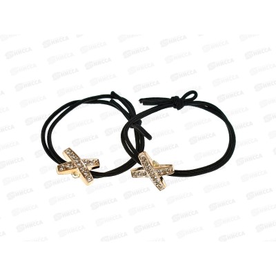 Резинка для волос &quotDesignPRO&quot 2шт, черный/золото, 428-859