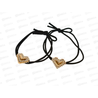 Резинка для волос "DesignPRO" 2шт, черный/золото, 428-858 Резинка для волос "DesignPRO" 2шт, черный/золото, 428-858