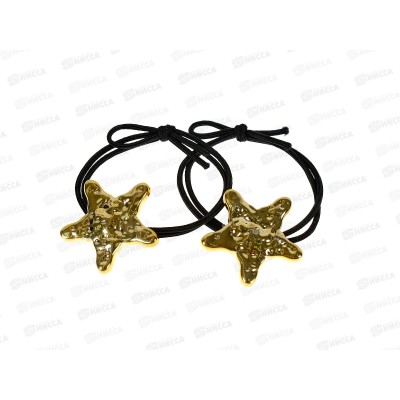 Резинка для волос "DesignPRO" 2шт, черный/золото, 428-854 Резинка для волос "DesignPRO" 2шт, черный/золото, 428-854