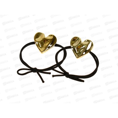 Резинка для волос "DesignPRO" 2шт, черный/золото, 428-852 Резинка для волос "DesignPRO" 2шт, черный/золото, 428-852